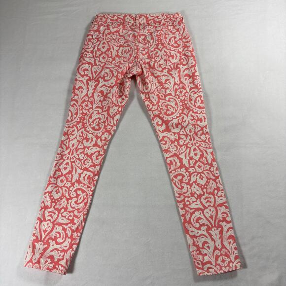Old Navy Rockstar Women’s Skinny Jeans Coral White Floral Print Size 4 - Picture 9 of 9